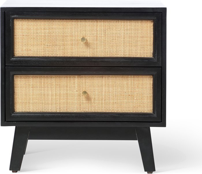 The Range | Desser Desser Venice 2 Drawer Rattan Bedside Table In Black Desser Desser Venice 2 Drawer Rattan Bedside Table In Black