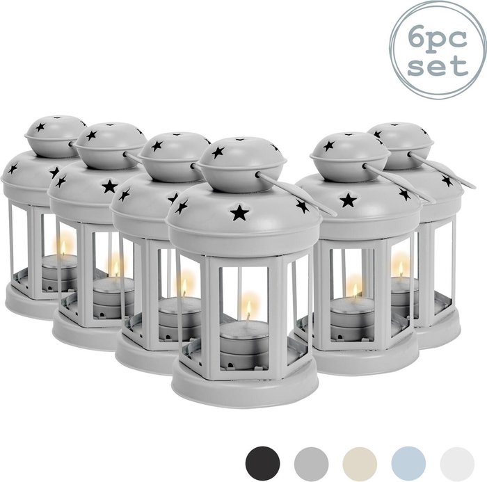 The Range | NICOLA SPRING Nicola Spring Metal Hanging Tealight Lanterns - 16cm - Grey - Pack of 6 NICOLA SPRING Nicola Spring Metal Hanging Tealight Lanterns - 16cm - Grey - Pack of 6