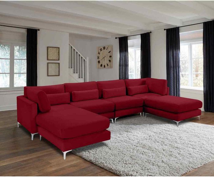 The Range | Simply Eleganza Finley Full Back Large Corner U Shape Sofa - Red Simply Eleganza Finley Full Back Large Corner U Shape Sofa - Red