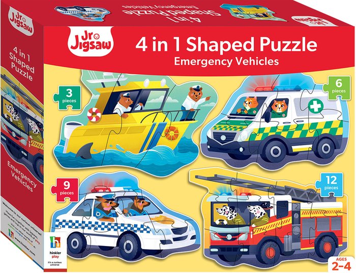 The Range | Hinkler 4-in-1 Emergency Vehicles Shaped Puzzles Hinkler 4-in-1 Emergency Vehicles Shaped Puzzles