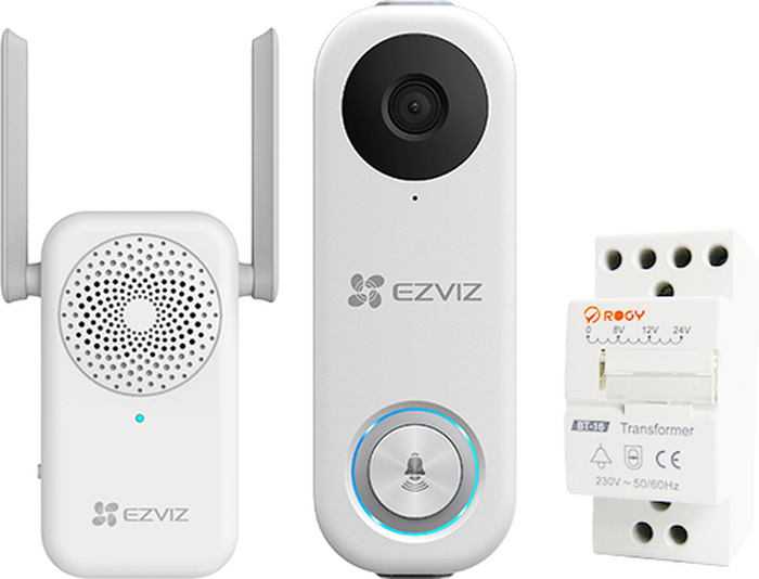 The Range | Ezviz Ezviz DB1C Kit Wired Video Doorbell Camera Kit with AI - White Ezviz Ezviz DB1C Kit Wired Video Doorbell Camera Kit with AI - White