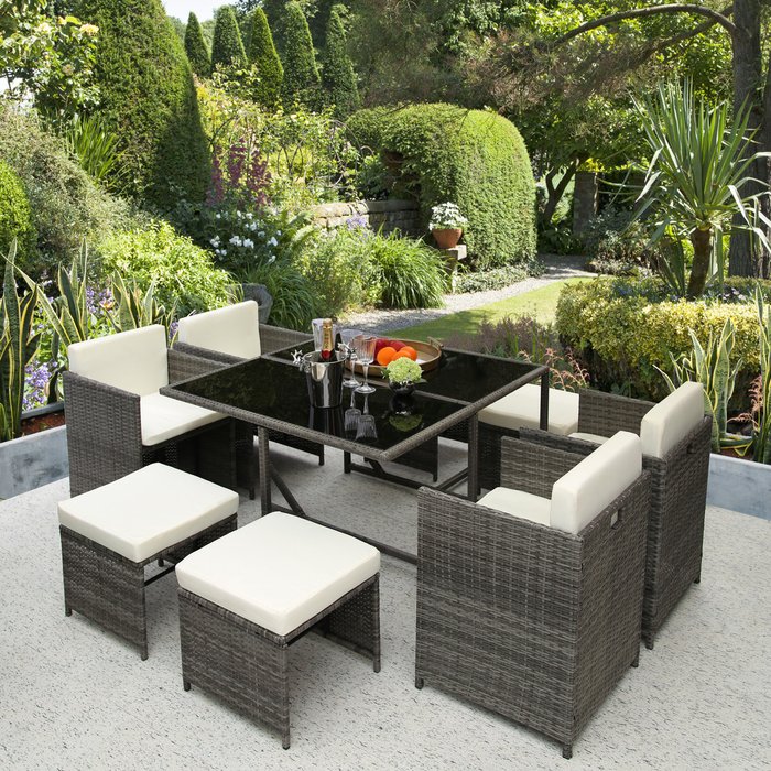 The Range | Ashburton 8-Seat Cube Rattan Dining Set - Grey Ashburton 8-Seat Cube Rattan Dining Set - Grey