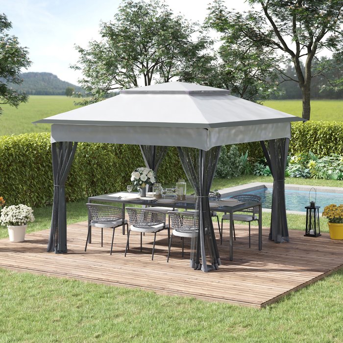 The Range | Outsunny 3X3m Metal Gazebo Party Canopy Pop Up Tent - Light Grey Outsunny 3X3m Metal Gazebo Party Canopy Pop Up Tent - Light Grey