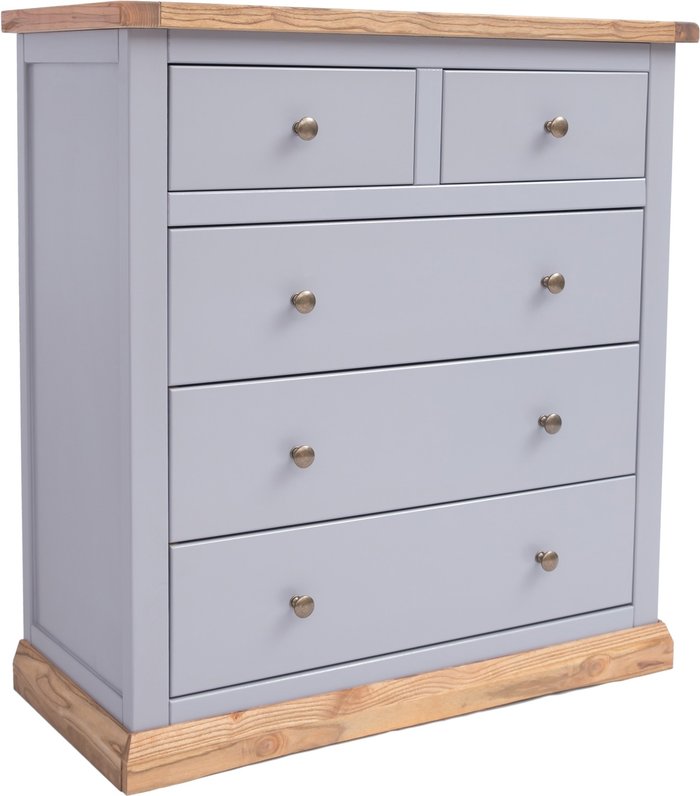 The Range | Cabinet Bits Biccari 2 over 3 Drawer Chest - Grey / Brass Cabinet Bits Biccari 2 over 3 Drawer Chest - Grey / Brass