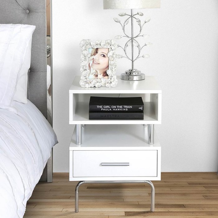 The Range | Vanity Living Rosamunde White Beside Table - White Vanity Living Rosamunde White Beside Table - White