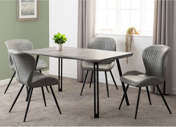 The Range | Seconique Quebec Wave Edge Dining Set - Concrete Effect Seconique Quebec Wave Edge Dining Set - Concrete Effect