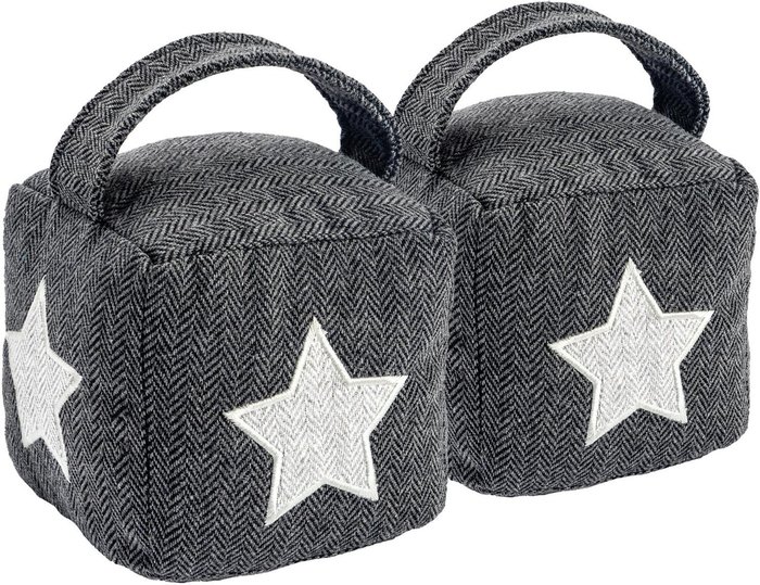 The Range | Nicola Spring 16 x 16cm Herringbone Door Stop Pack of 2 - Grey Nicola Spring 16 x 16cm Herringbone Door Stop Pack of 2 - Grey