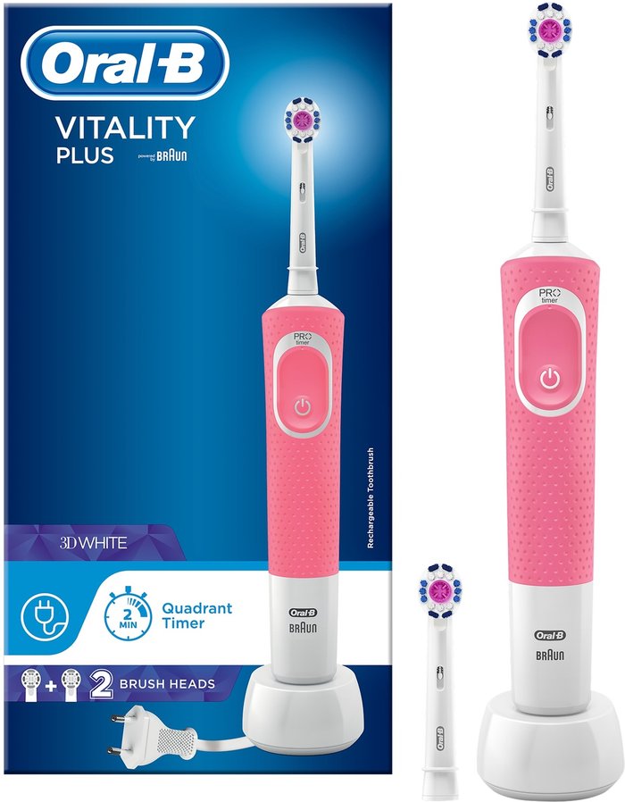 The Range | Oral B ORAL B Vitality Plus 3D White Electric Toothbrush - Pink Oral B ORAL B Vitality Plus 3D White Electric Toothbrush - Pink