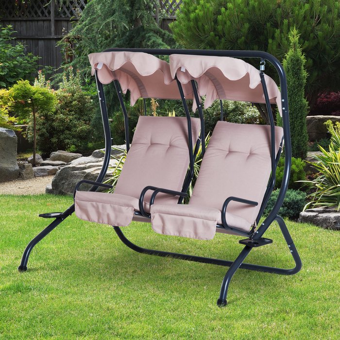 The Range | Outsunny Garden 2 Seater Swing Chair - Beige Outsunny Garden 2 Seater Swing Chair - Beige