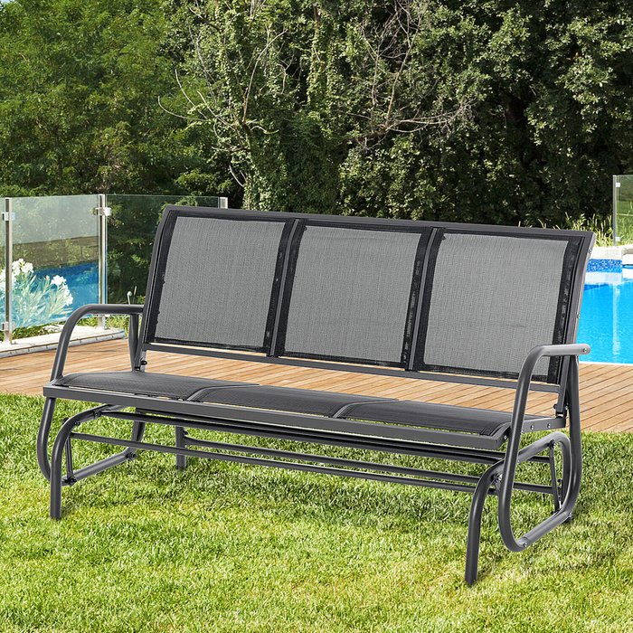 The Range | Outsunny 3 Seat Glider Rocking Chair - Black Outsunny 3 Seat Glider Rocking Chair - Black