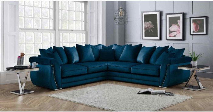 The Range | Simply Eleganza Luca Scatterback Large Corner Sofa - Blue Simply Eleganza Luca Scatterback Large Corner Sofa - Blue