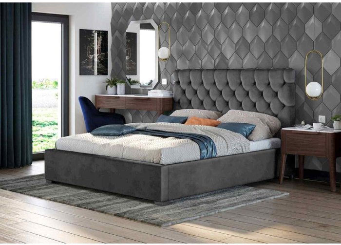 The Range | Rosiana Bed Super King Plush Velvet Grey Rosiana Bed Super King Plush Velvet Grey