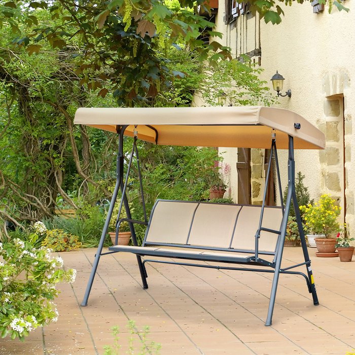 The Range | Outsunny Outsunny 3 Seater Swing Patio Hammock With Canopy For Outdoor - Beige Outsunny Outsunny 3 Seater Swing Patio Hammock With Canopy For Outdoor - Beige