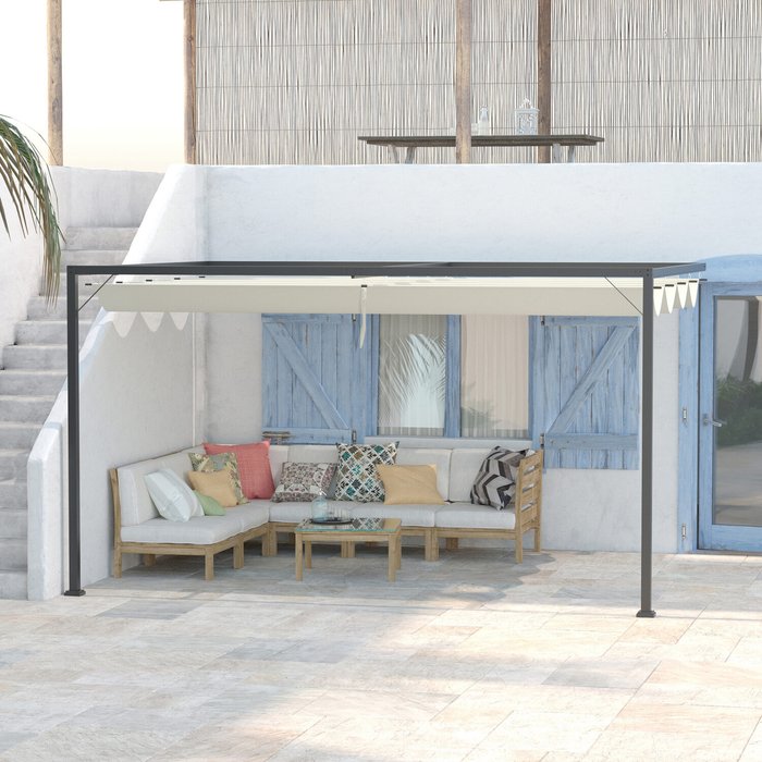 The Range | Outsunny 3m Outdoor Pergola Retractable Canopy - Beige Outsunny 3m Outdoor Pergola Retractable Canopy - Beige