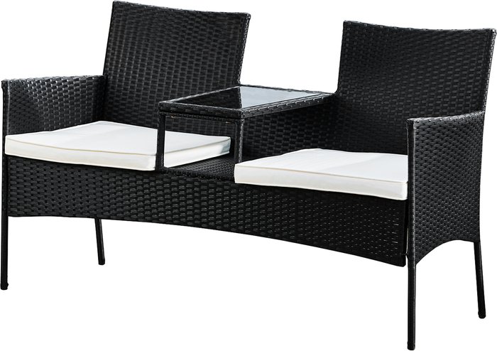 The Range | Teamson Home Teamson Home Outdoor Wicker Loveseat Bench with Table and Cushions Black Teamson Home Teamson Home Outdoor Wicker Loveseat Bench with Table and Cushions Black