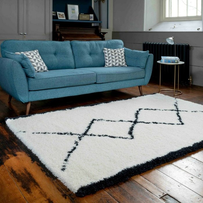 The Range | The Rug Wholesaler Ivory and Charcoal Scandi Shaggy Rug - Nova - Ivory / 150cm The Rug Wholesaler Ivory and Charcoal Scandi Shaggy Rug - Nova - Ivory / 150cm