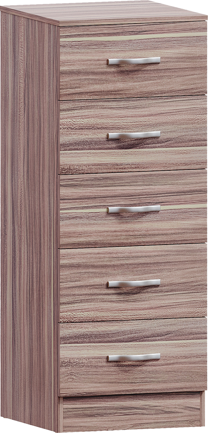The Range | Riano 5 Drawer Narrow Chest of Drawers - Walnut Riano 5 Drawer Narrow Chest of Drawers - Walnut