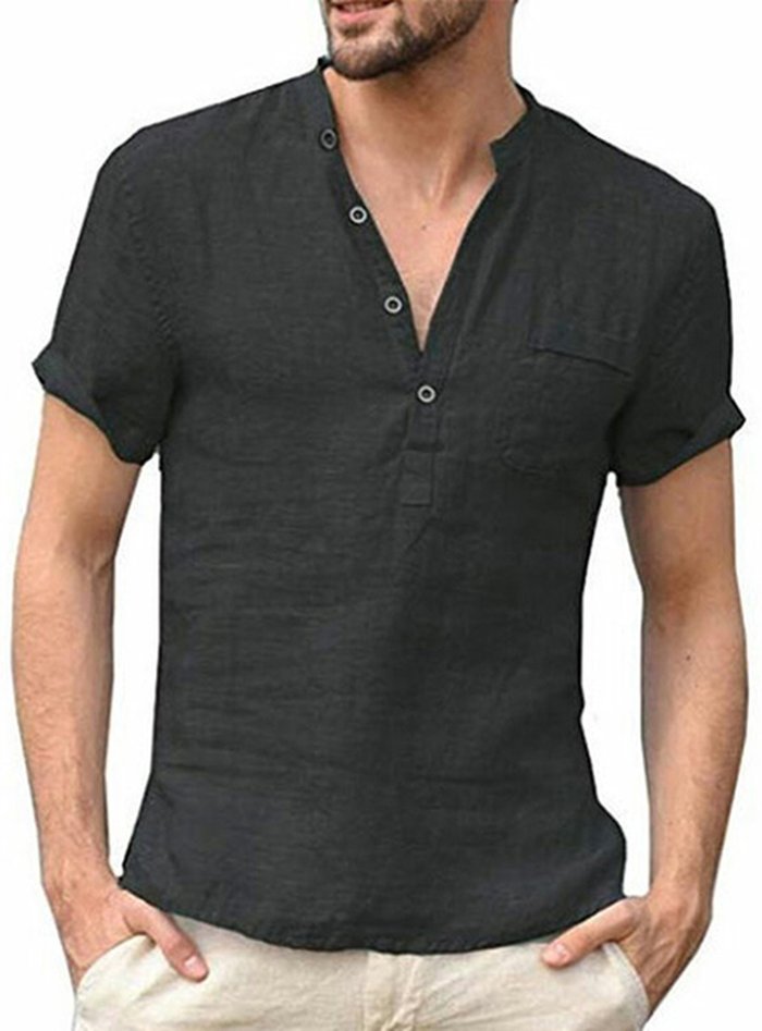 The Range | Men's V-Neck Button T-Shirt - Black / XL Men's V-Neck Button T-Shirt - Black / XL