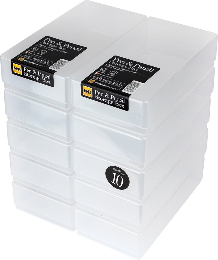 The Range | WestonBoxes Plastic Storage Boxes with Lids for Pens, Pencils and Stationery - Silver / 1.5kg WestonBoxes Plastic Storage Boxes with Lids for Pens, Pencils and Stationery - Silver / 1.5kg