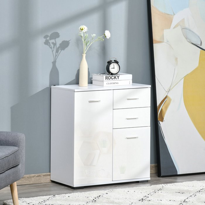 The Range | HOMCOM Modern High Gloss Sideboard - White HOMCOM Modern High Gloss Sideboard - White