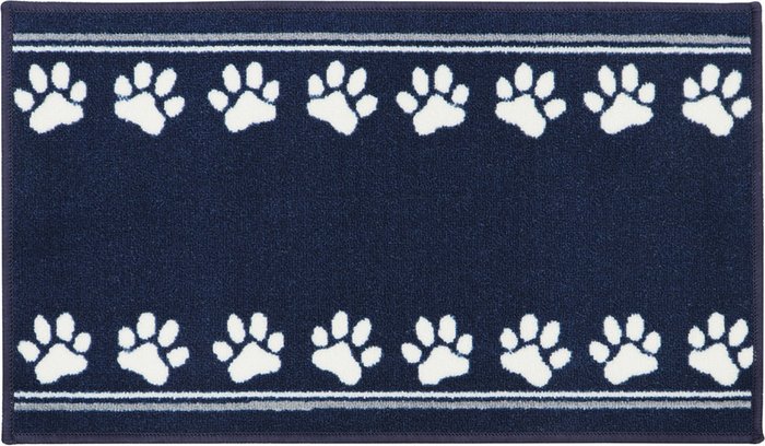 The Range | JVL JVL Machine Washable Pet Mat 40 x 70 cm, Parade Paws - Navy JVL JVL Machine Washable Pet Mat 40 x 70 cm, Parade Paws - Navy
