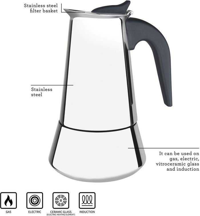 The Range | Tramontina Tramontina Italian Espresso Coffee Maker (350ml) - Silver Tramontina Tramontina Italian Espresso Coffee Maker (350ml) - Silver