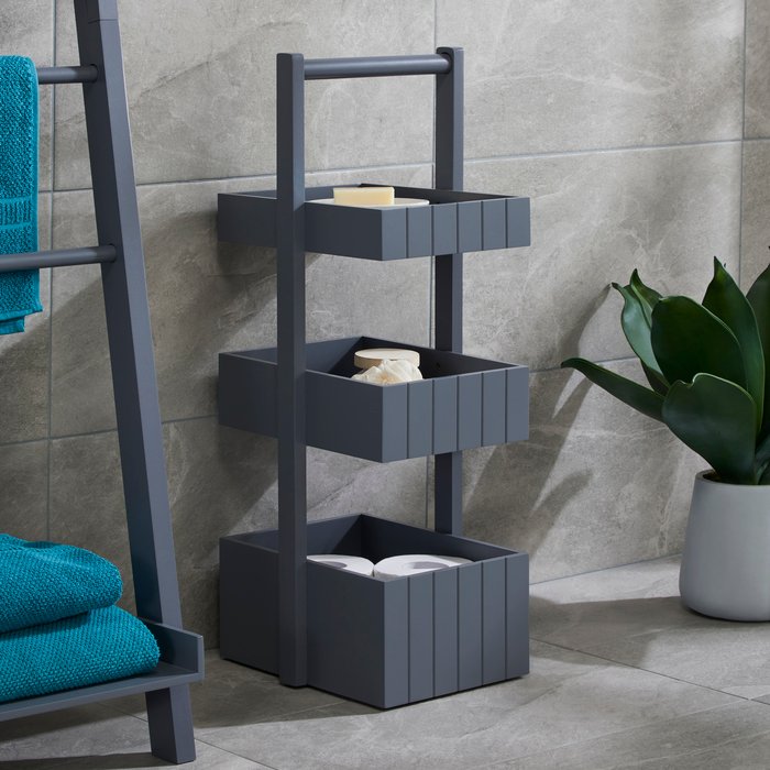 The Range | Freestanding Tongue and Groove Storage Caddy in Grey - Grey Freestanding Tongue and Groove Storage Caddy in Grey - Grey