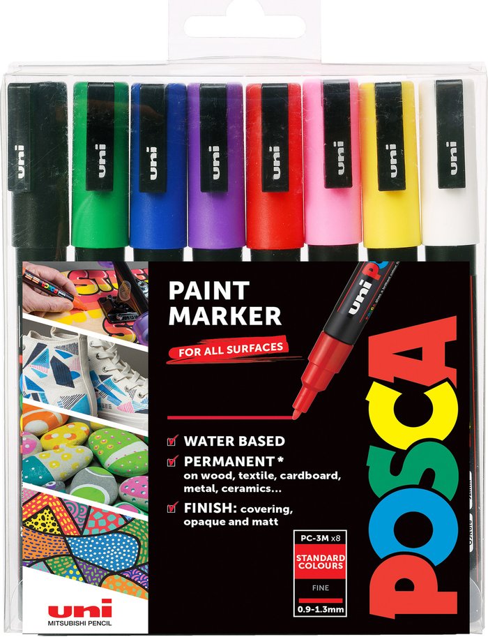 The Range | Uni-ball Uni Posca Standard Colour Marker Pens - 8 / Fine Uni-ball Uni Posca Standard Colour Marker Pens - 8 / Fine