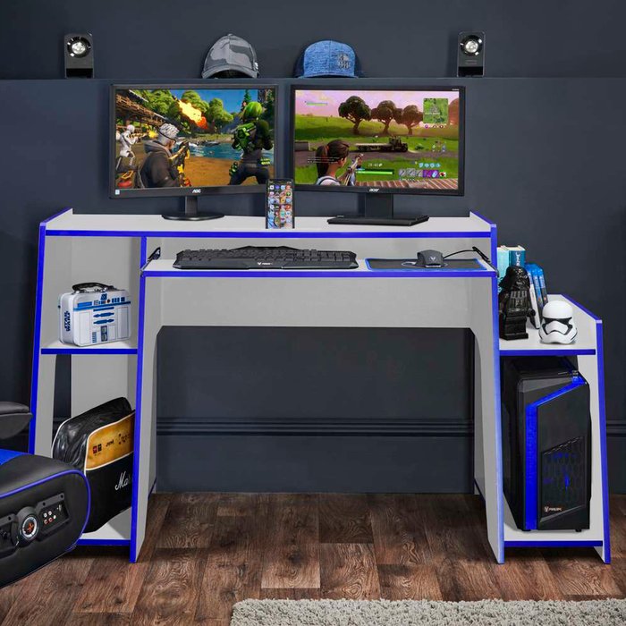 The Range | Lloyd Pascal Lloyd Pascal Horizon 5 Gaming Desk White And Blue Lloyd Pascal Lloyd Pascal Horizon 5 Gaming Desk White And Blue