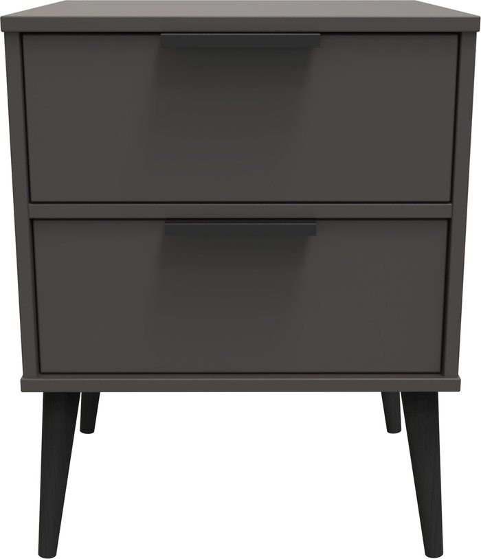 The Range | Hirato Hirato 2 Drawer Black Locker With Black Wooden Legs Hirato Hirato 2 Drawer Black Locker With Black Wooden Legs