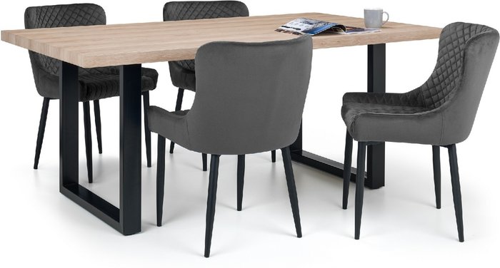 The Range | Julian Bowen Julian Bowen Set Of Berwick Dining Table & 4 Luxe Grey Chairs Julian Bowen Julian Bowen Set Of Berwick Dining Table & 4 Luxe Grey Chairs