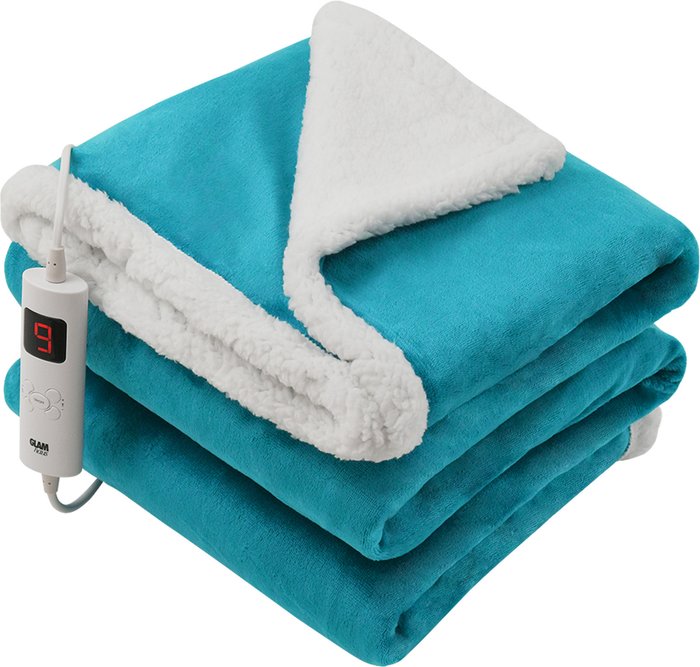 The Range | GlamHaus Heated Throw Electric Fleece Over Blanket Sofa Bed Large - Light Blue GlamHaus Heated Throw Electric Fleece Over Blanket Sofa Bed Large - Light Blue
