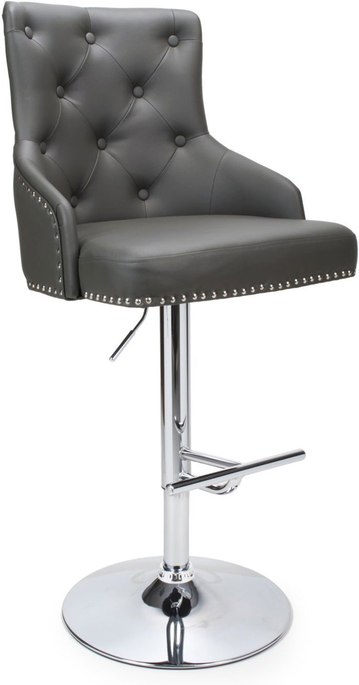 The Range | Shankar Shankar Rocco Leather Effect Graphite Grey Bar Stool Shankar Shankar Rocco Leather Effect Graphite Grey Bar Stool
