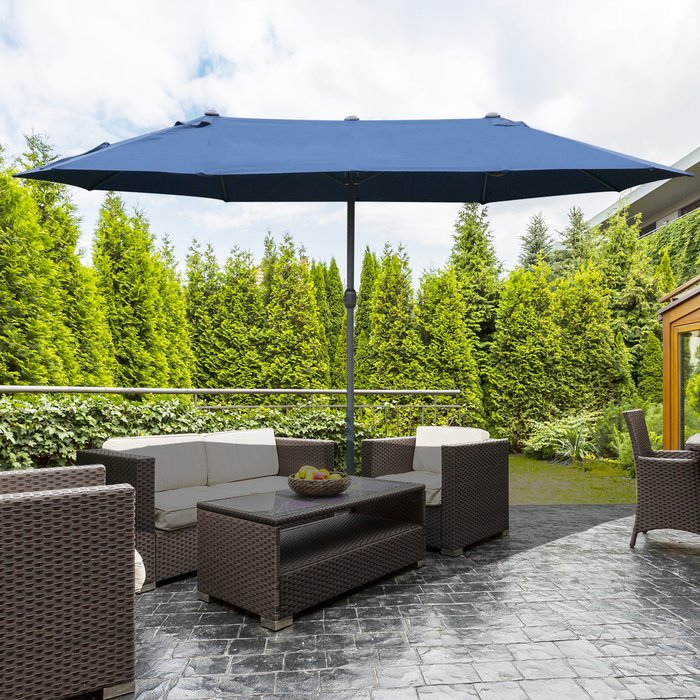 The Range | Outsunny Outsunny 4.6m Double Canopy Parasol (base not included) - Blue Outsunny Outsunny 4.6m Double Canopy Parasol (base not included) - Blue