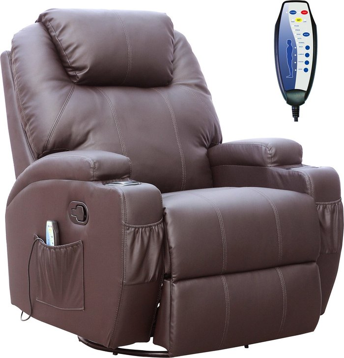 The Range | Westwood WestWood Bonded Leather Massage Recliner Chair Heat - Brown Westwood WestWood Bonded Leather Massage Recliner Chair Heat - Brown