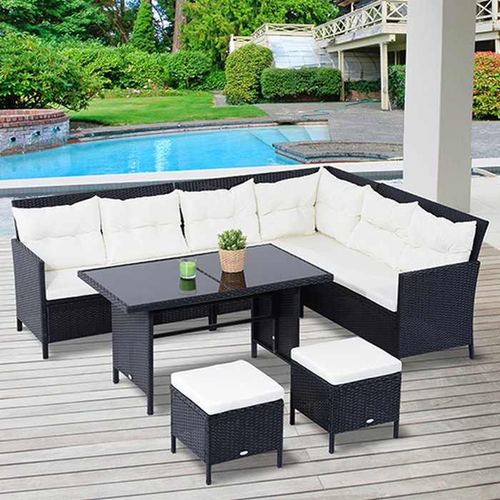 The Range | Outsunny 6 Pieces Sofa Set - Black Outsunny 6 Pieces Sofa Set - Black