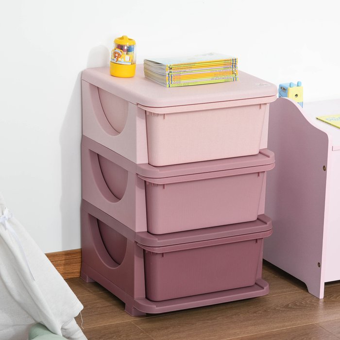 The Range | HOMCOM Kids Storage Units with Drawers - Pink HOMCOM Kids Storage Units with Drawers - Pink
