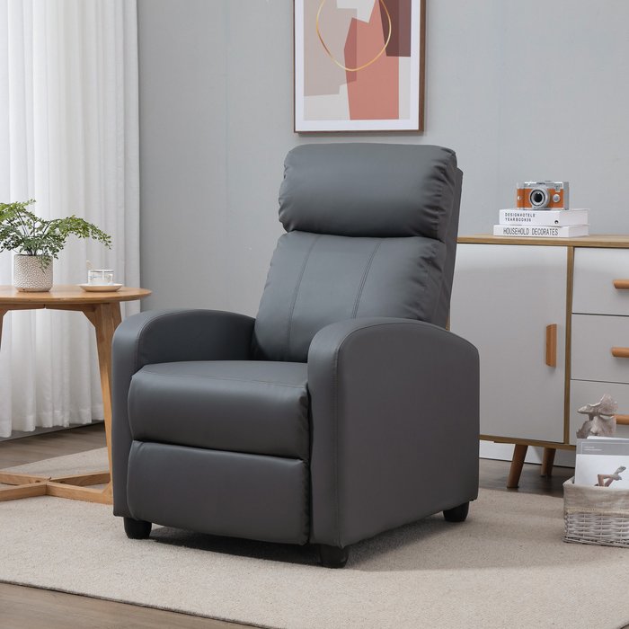 The Range | HOMCOM Recliner PU Leather Massage Armcair - Grey HOMCOM Recliner PU Leather Massage Armcair - Grey