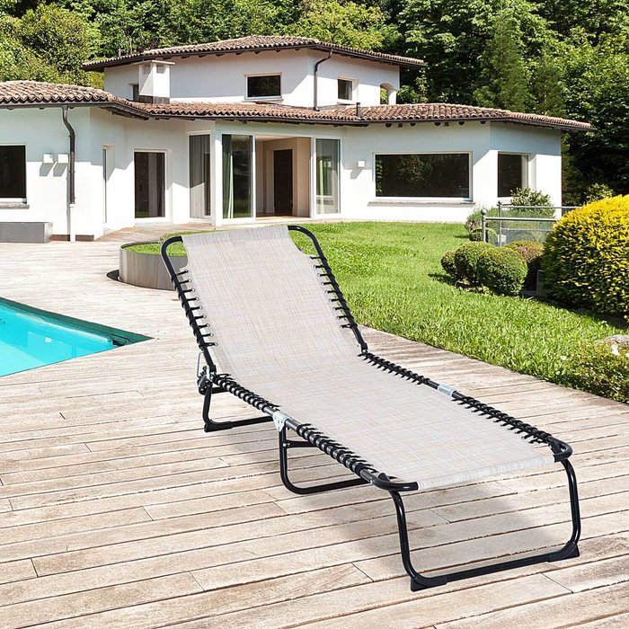 The Range | Outsunny Outsunny Folding Sun Lounger with 4 Position Adjustable - Cream White Outsunny Outsunny Folding Sun Lounger with 4 Position Adjustable - Cream White