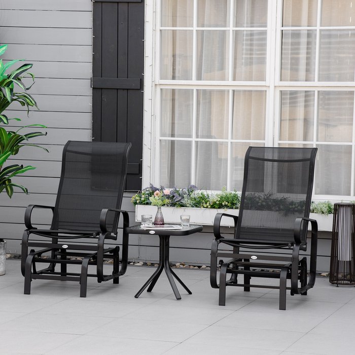 The Range | Outsunny Outdoor Gliding Rocking Chair with Tea Table - Black Outsunny Outdoor Gliding Rocking Chair with Tea Table - Black