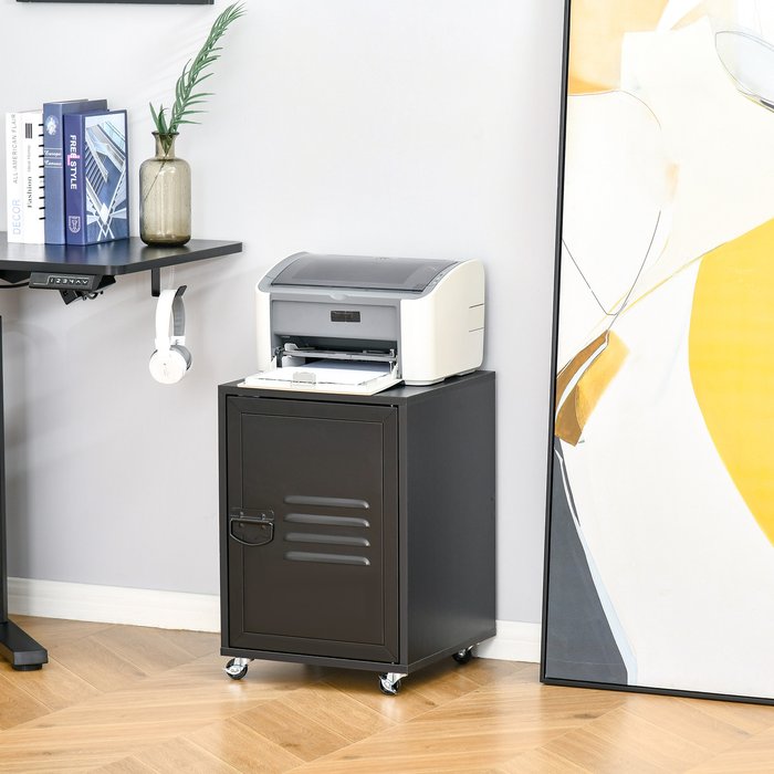 The Range | HOMCOM Mobile File Cabinet, Bedside Table, Mobile Storage - Black HOMCOM Mobile File Cabinet, Bedside Table, Mobile Storage - Black