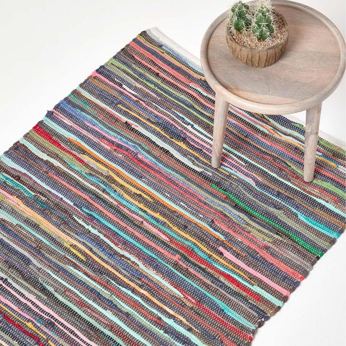 The Range | Homescapes Recycled Cotton Chindi Rug - Multi Colour / 240cm Homescapes Recycled Cotton Chindi Rug - Multi Colour / 240cm