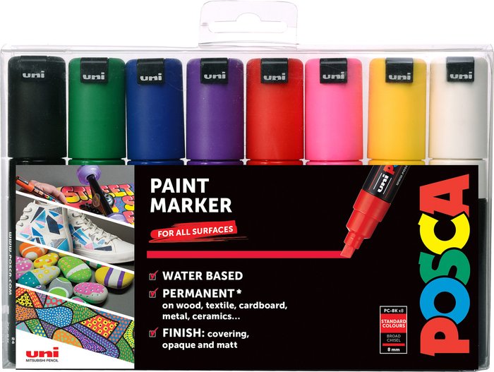 The Range | Uni-ball Uni Posca Standard Colour Marker Pens - 8 / Broad Uni-ball Uni Posca Standard Colour Marker Pens - 8 / Broad