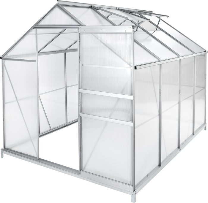 The Range | TECTAKE Greenhouse In Aluminium Polycarbonate With Foundation - Transparent / 250cm TECTAKE Greenhouse In Aluminium Polycarbonate With Foundation - Transparent / 250cm