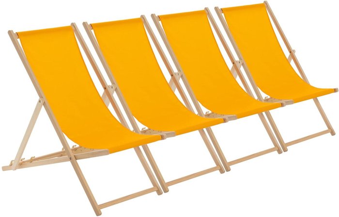 The Range | Harbour Housewares Wooden Folding Garden Sun Lounger Deck Chair x4 - Orange Harbour Housewares Wooden Folding Garden Sun Lounger Deck Chair x4 - Orange