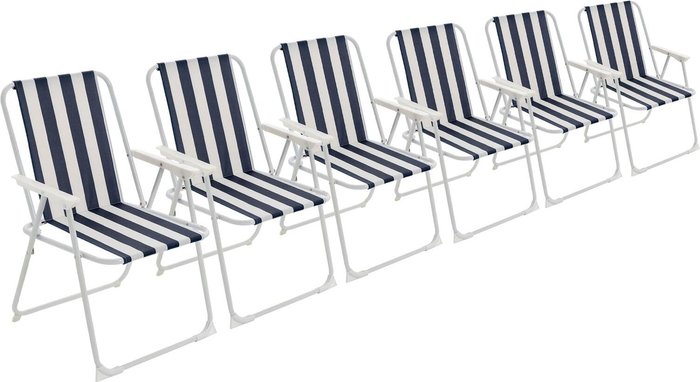 The Range | Harbour Housewares Folding Metal Beach Garden Chairs - Pack of 6 - Blue Harbour Housewares Folding Metal Beach Garden Chairs - Pack of 6 - Blue