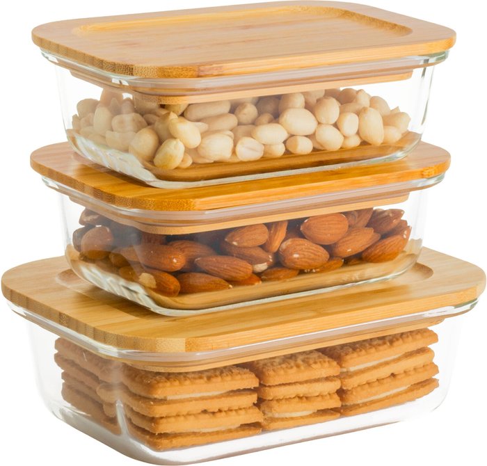 The Range | Homiu Homiu 3 Piece Glass Containers With Lid Homiu Homiu 3 Piece Glass Containers With Lid