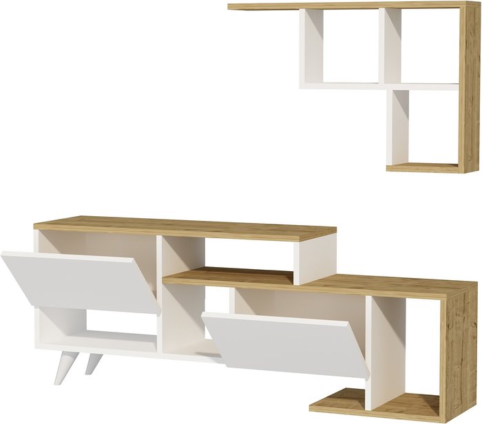 The Range | Destina Home Pilmin TV Stand and Entertainment Center - White - Sapphire Oak Destina Home Pilmin TV Stand and Entertainment Center - White - Sapphire Oak