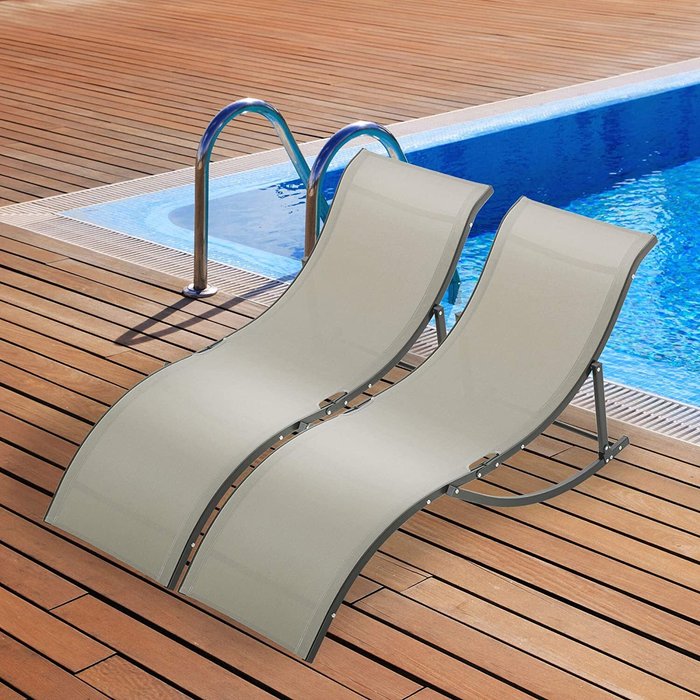 The Range | Outsunny Set of 2 S-shaped Foldable Lounge Chairs - Grey Outsunny Set of 2 S-shaped Foldable Lounge Chairs - Grey