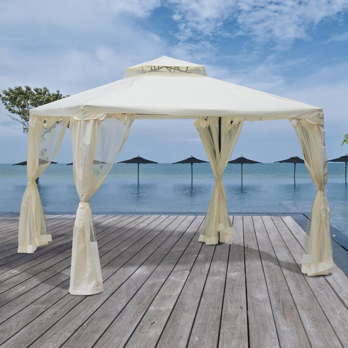The Range | Outsunny 2.95m Outdoor Gazebo Shelter - Cream White Outsunny 2.95m Outdoor Gazebo Shelter - Cream White